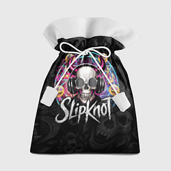 Мешок для подарков Slipknot на фоне черепа демона с рогами в очках, цвет: 3D-принт