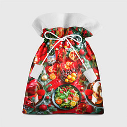 Мешок для подарков Новогодний праздничный стол, цвет: 3D-принт