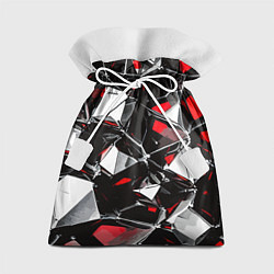 Мешок для подарков Красно-белый паттерн на чёрном фоне, цвет: 3D-принт