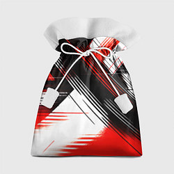 Мешок для подарков Диагональные красно-чёрные линии на белом фоне, цвет: 3D-принт