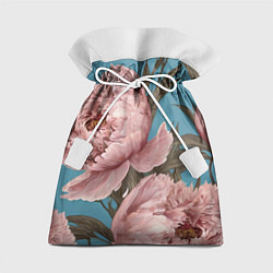 Мешок для подарков Розовые пионы на голубом, цвет: 3D-принт