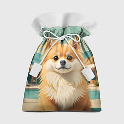 Мешок для подарков Шпиц и пальмы, цвет: 3D-принт