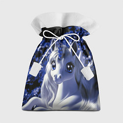 Мешок для подарков Единорог - синий рог, цвет: 3D-принт