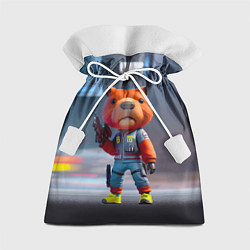 Мешок для подарков Крутой капибара с пистолетом - киберпанк фантазия, цвет: 3D-принт
