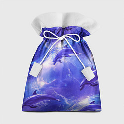 Мешок для подарков Дельфины в волшебном море паттерн, цвет: 3D-принт