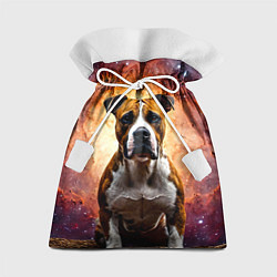 Мешок для подарков Американский стаффордширский терьер в космосе, цвет: 3D-принт