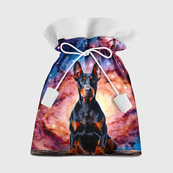 Мешок для подарков Доберман в космосе, цвет: 3D-принт