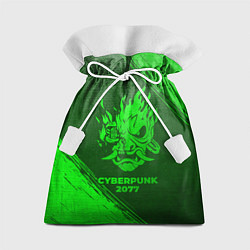 Мешок для подарков Cyberpunk 2077 - green gradient, цвет: 3D-принт