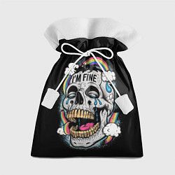 Мешок для подарков Skull and rainbow - im fine, цвет: 3D-принт
