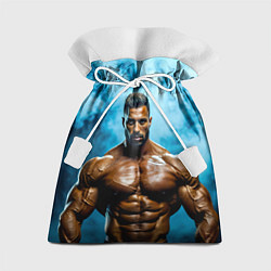 Мешок для подарков Бодибилдер в синем дыму, цвет: 3D-принт