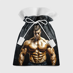 Мешок для подарков Бодибилдер на черном, цвет: 3D-принт