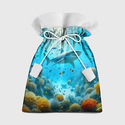 Мешок для подарков Белая акула в коралловом рифе, цвет: 3D-принт