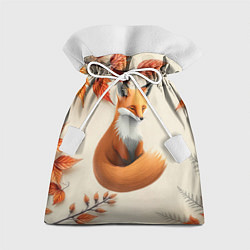 Мешок для подарков Лис под осенними листьями, цвет: 3D-принт