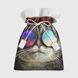 Подарочный мешок A Cat with multicolored glasses