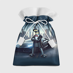 Мешок для подарков Крутой Бендер рядом с Ламборджини, цвет: 3D-принт