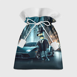 Мешок для подарков Бендер рядом с Ламборджини - неоновый Нью-Йорк, цвет: 3D-принт