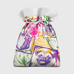 Мешок для подарков Мопс и праздник, цвет: 3D-принт