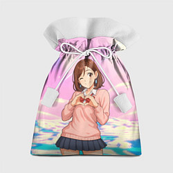 Мешок для подарков Сиратори Айра делает сердечко руками - Дандадан, цвет: 3D-принт