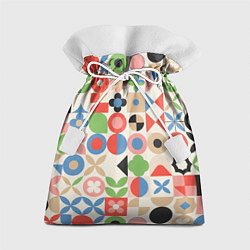 Мешок для подарков Геометрический узор с цветочными элементами - ретр, цвет: 3D-принт