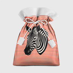 Мешок для подарков Зебра на оранжевых полосах, цвет: 3D-принт