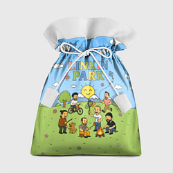 Мешок для подарков Linkin Park мультяшный стиль на поляне, цвет: 3D-принт