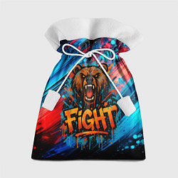 Мешок для подарков Fight - медведь в краске, цвет: 3D-принт