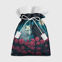 Мешок для подарков Черный волк и белая волчица, цвет: 3D-принт