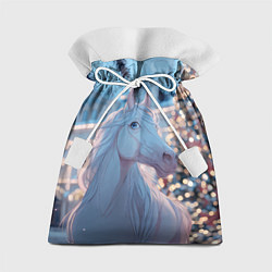 Мешок для подарков Белая лошадка у новогодней елки, цвет: 3D-принт