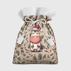 Мешок для подарков Новогодняя лошадка на фоне елочных веток, цвет: 3D-принт