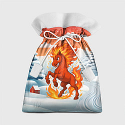 Мешок для подарков Огненная красная лошадка, цвет: 3D-принт