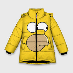 Куртка зимняя для девочки Лицо Гомера, цвет: 3D-черный