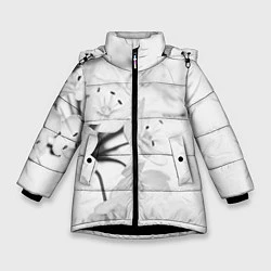 Куртка зимняя для девочки Белая сакура, цвет: 3D-черный