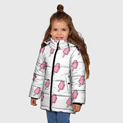 Куртка зимняя для девочки Мороженое розовое, цвет: 3D-светло-серый — фото 2