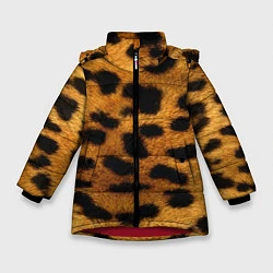 Куртка зимняя для девочки Шкура леопарда, цвет: 3D-красный