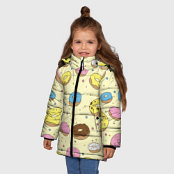 Куртка зимняя для девочки Сладкие пончики, цвет: 3D-черный — фото 2