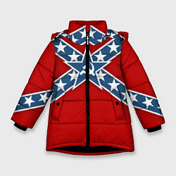 Куртка зимняя для девочки Флаг советской конфедерации, цвет: 3D-черный