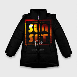 Куртка зимняя для девочки Sunset Time, цвет: 3D-черный