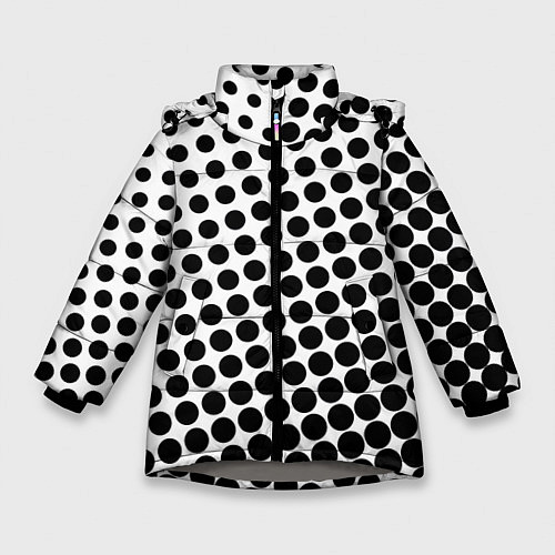 Зимняя куртка для девочки Белый в горошек / 3D-Светло-серый – фото 1