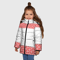 Куртка зимняя для девочки Славянский орнамент (на белом), цвет: 3D-красный — фото 2