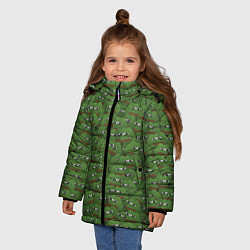 Куртка зимняя для девочки Грустные лягушки, цвет: 3D-светло-серый — фото 2