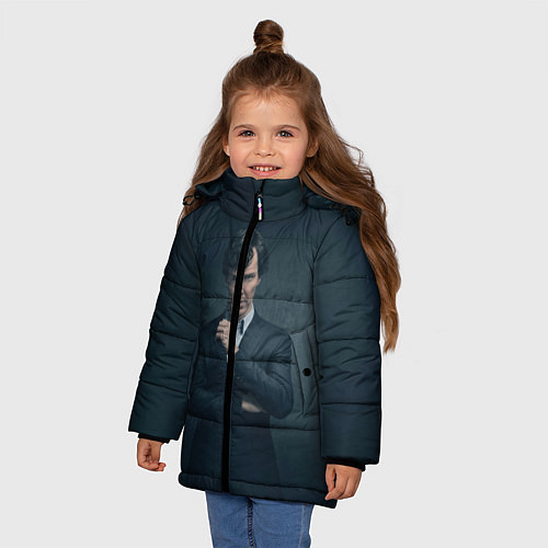 Зимняя куртка для девочки Шерлок в костюме / 3D-Светло-серый – фото 3