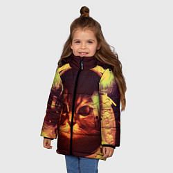 Куртка зимняя для девочки Кот космонавт, цвет: 3D-черный — фото 2