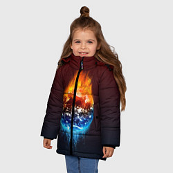 Куртка зимняя для девочки Огонь против воды, цвет: 3D-черный — фото 2