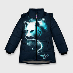 Куртка зимняя для девочки Галактический волк, цвет: 3D-светло-серый