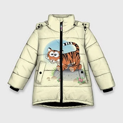 Куртка зимняя для девочки Маленький тигренок, цвет: 3D-черный