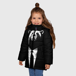 Куртка зимняя для девочки Медведь бизнесмен, цвет: 3D-черный — фото 2