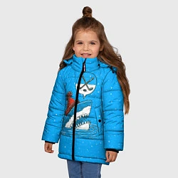 Куртка зимняя для девочки Акула хоккейный фанат, цвет: 3D-черный — фото 2