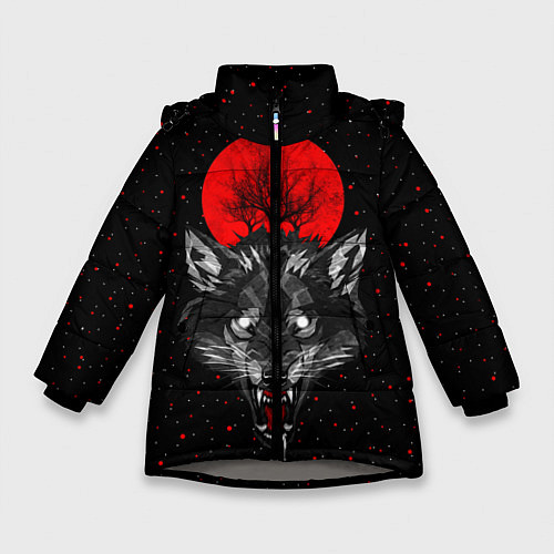 Зимняя куртка для девочки Кровавая Луна / 3D-Светло-серый – фото 1