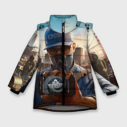 Куртка зимняя для девочки Watch Dogs 2, цвет: 3D-светло-серый