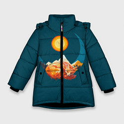 Куртка зимняя для девочки Лиса под солнцем, цвет: 3D-черный